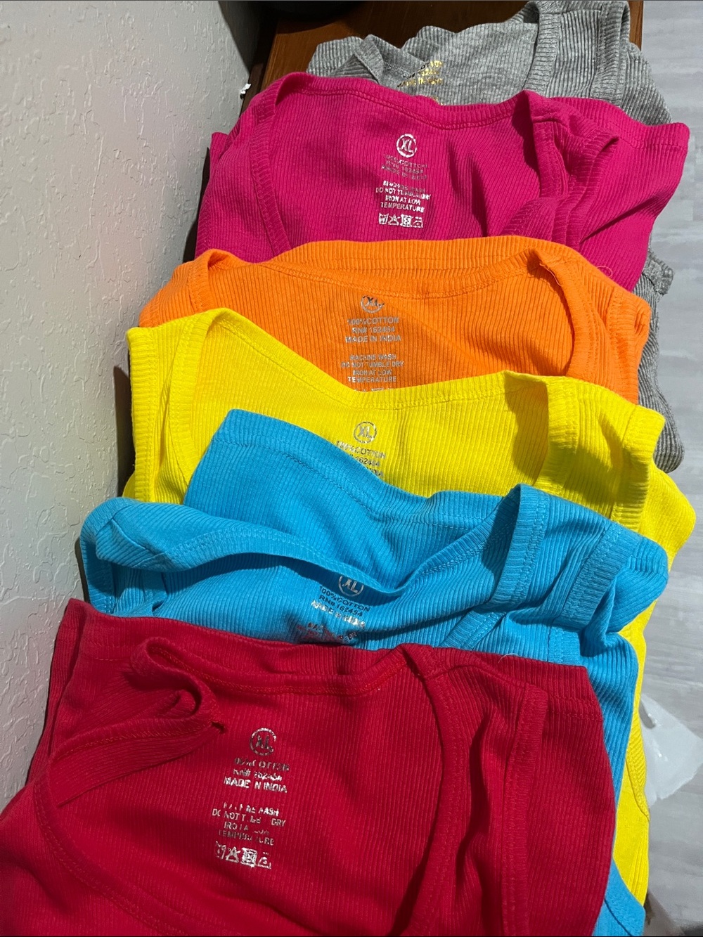 Brand New Ribbed Cotton Tank Tops in Vibrant Colors Set of 6 !
